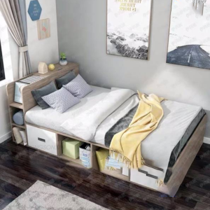 GIƯỜNG NGỦ ĐƠN CÓ KỆ TRANG TRÍ, NGĂN KÉO GN26