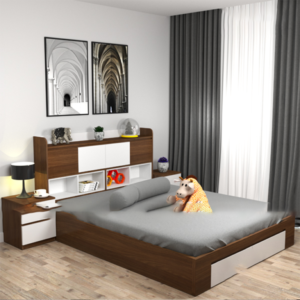 GIƯỜNG NGỦ CÓ KỆ TRANG TRÍ GN34-N