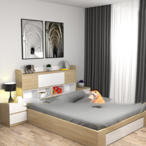 GIƯỜNG NGỦ CÓ KỆ TRANG TRÍ GN34-V