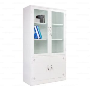Tủ sắt 2 cánh kính màu trắng TS-K3-T
