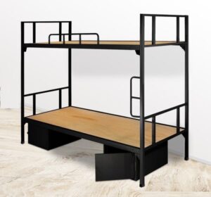 Giường sắt 2 tầng đen có hộc – GS 02