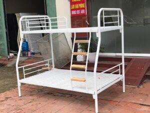 Giường sắt lệch tầng ống tròn rộng 1m2 – GS04